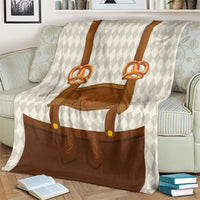 Traditional German Costume - Lederhosen and Soft Pretzel Blanket Old Vintage Bavarian Pattern