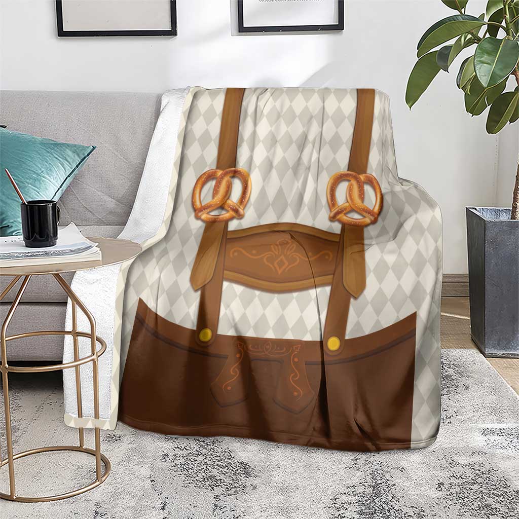 Traditional German Costume - Lederhosen and Soft Pretzel Blanket Old Vintage Bavarian Pattern