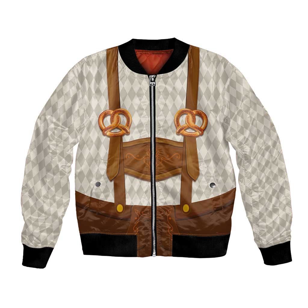 Traditional German Costume - Lederhosen and Soft Pretzel Bomber Jacket Old Vintage Bavarian Pattern