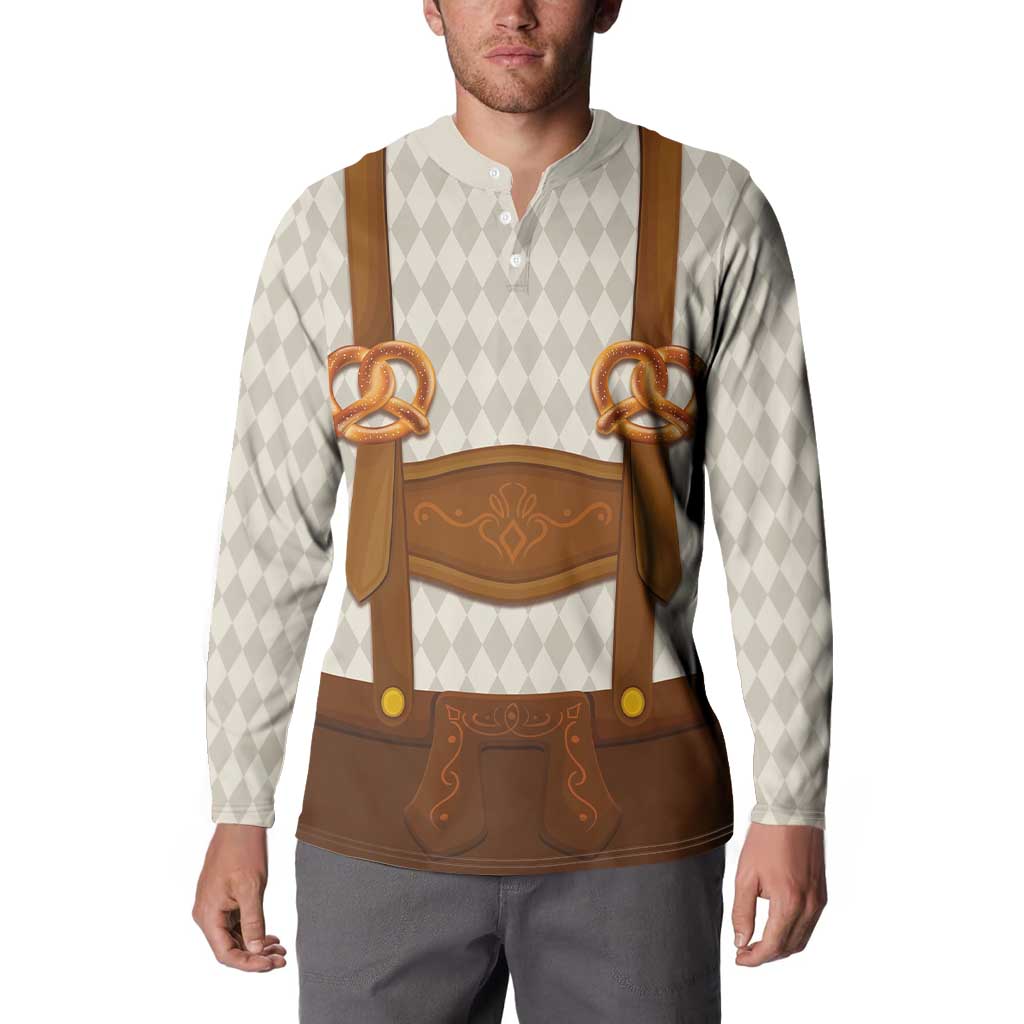 Traditional German Costume - Lederhosen and Soft Pretzel Button Sweatshirt Old Vintage Bavarian Pattern