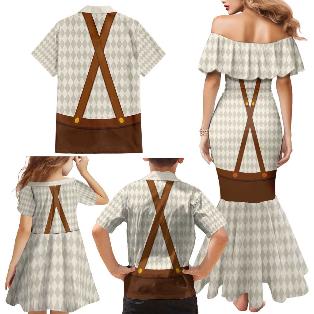 Traditional German Costume - Lederhosen and Soft Pretzel Family Matching Mermaid Dress and Hawaiian Shirt Old Vintage Bavarian Pattern