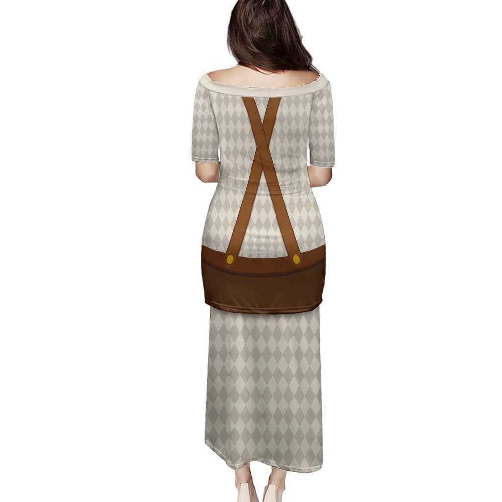 Traditional German Costume - Lederhosen and Soft Pretzel Family Matching Puletasi and Hawaiian Shirt Old Vintage Bavarian Pattern