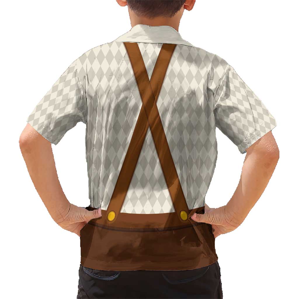 Traditional German Costume - Lederhosen and Soft Pretzel Family Matching Short Sleeve Bodycon Dress and Hawaiian Shirt Old Vintage Bavarian Pattern