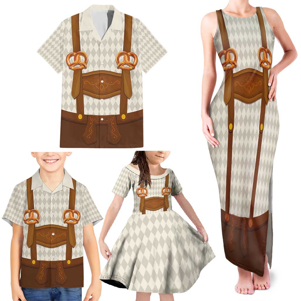 Traditional German Costume - Lederhosen and Soft Pretzel Family Matching Tank Maxi Dress and Hawaiian Shirt Old Vintage Bavarian Pattern