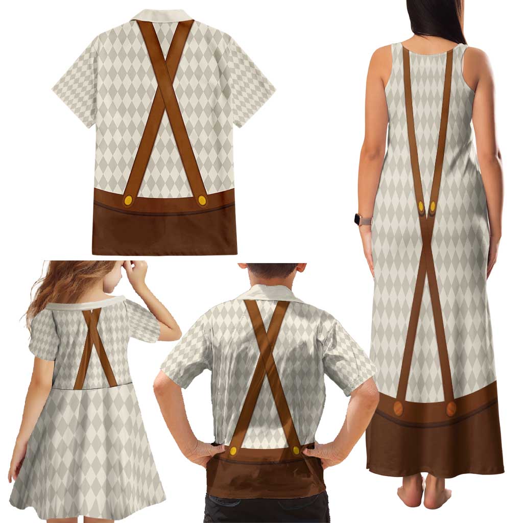 Traditional German Costume - Lederhosen and Soft Pretzel Family Matching Tank Maxi Dress and Hawaiian Shirt Old Vintage Bavarian Pattern