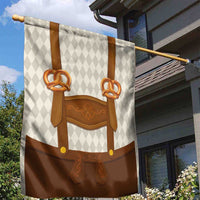 Traditional German Costume - Lederhosen and Soft Pretzel Garden Flag Old Vintage Bavarian Pattern