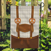 Traditional German Costume - Lederhosen and Soft Pretzel Garden Flag Old Vintage Bavarian Pattern