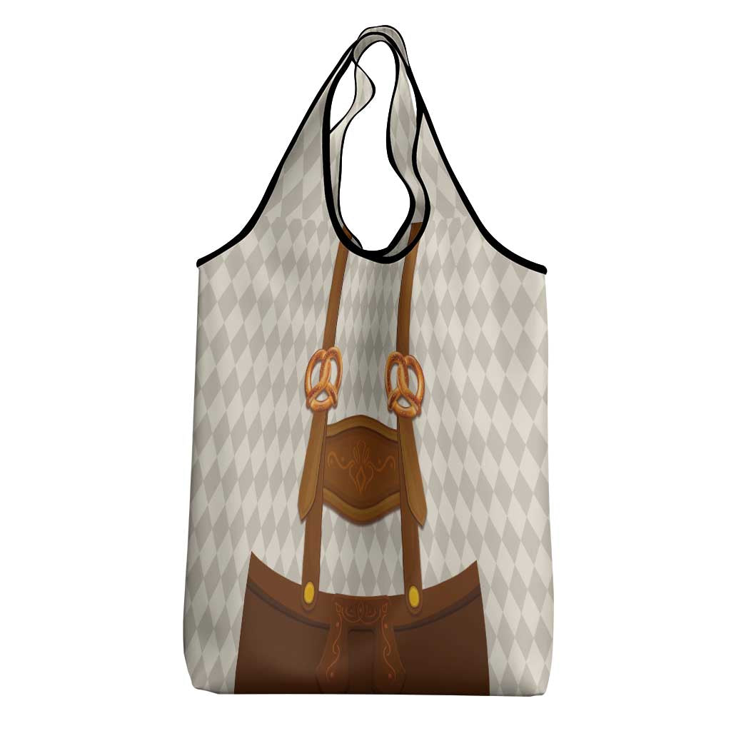 Traditional German Costume - Lederhosen and Soft Pretzel Grocery Bag Old Vintage Bavarian Pattern