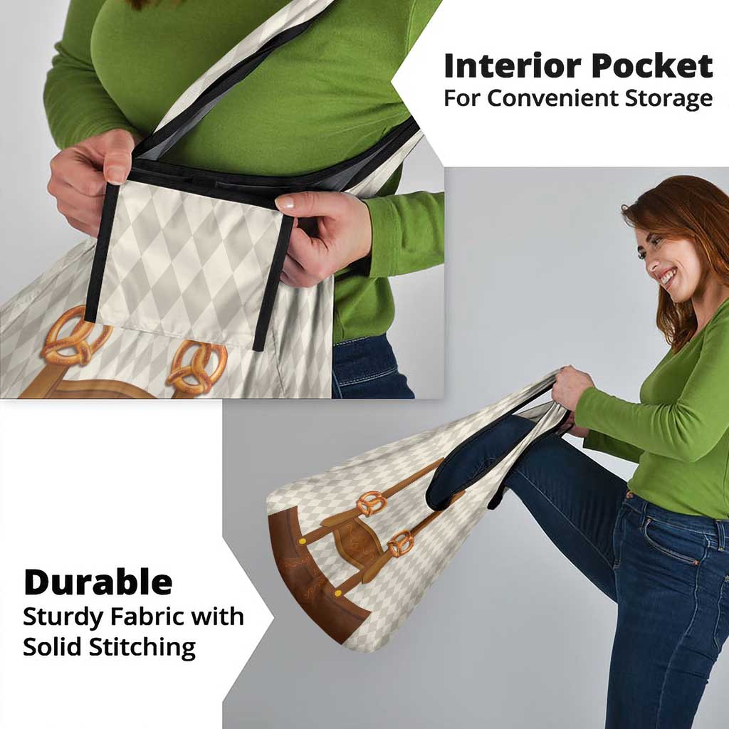 Traditional German Costume - Lederhosen and Soft Pretzel Grocery Bag Old Vintage Bavarian Pattern