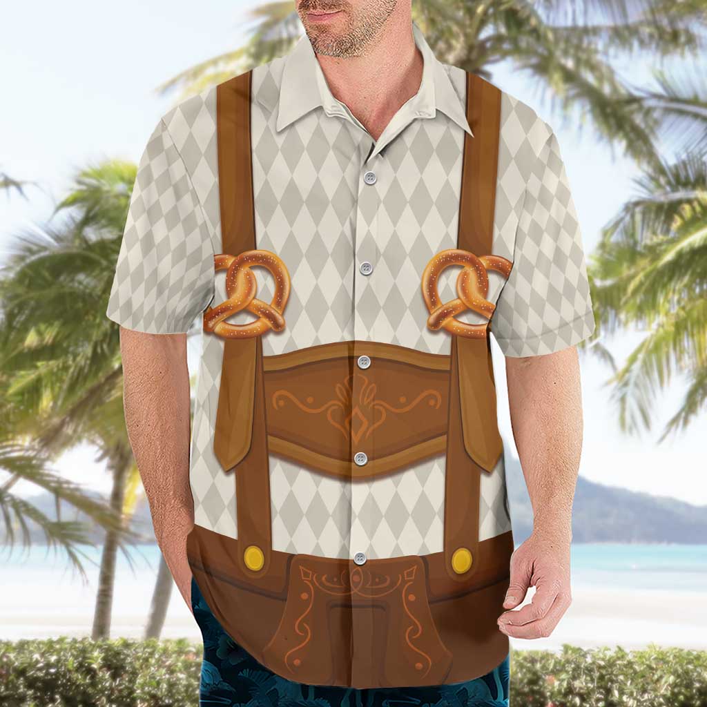 Traditional German Costume - Lederhosen and Soft Pretzel Hawaiian Shirt Old Vintage Bavarian Pattern