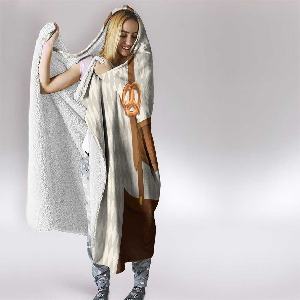Traditional German Costume - Lederhosen and Soft Pretzel Hooded Blanket Old Vintage Bavarian Pattern