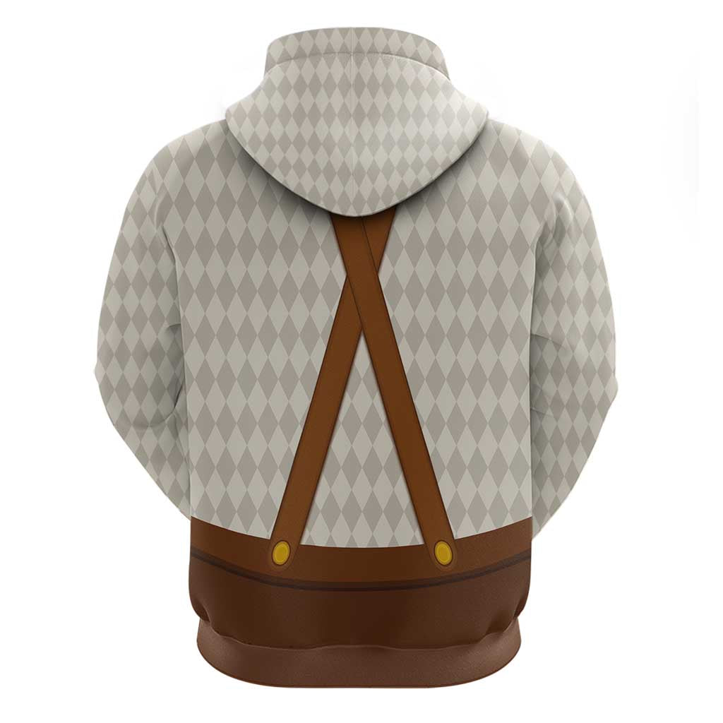 Traditional German Costume - Lederhosen and Soft Pretzel Hoodie Old Vintage Bavarian Pattern