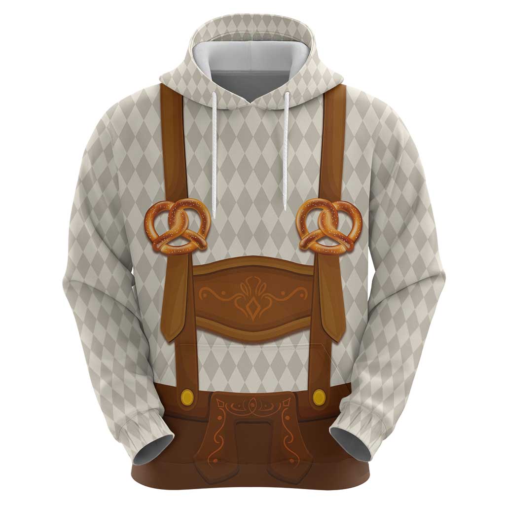 Traditional German Costume - Lederhosen and Soft Pretzel Hoodie Old Vintage Bavarian Pattern