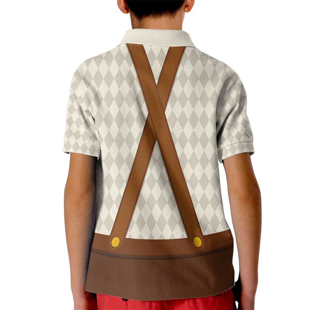 Traditional German Costume - Lederhosen and Soft Pretzel Kid Polo Shirt Old Vintage Bavarian Pattern