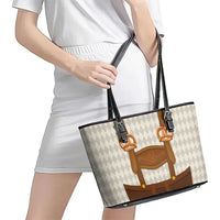 Traditional German Costume - Lederhosen and Soft Pretzel Leather Tote Bag Old Vintage Bavarian Pattern
