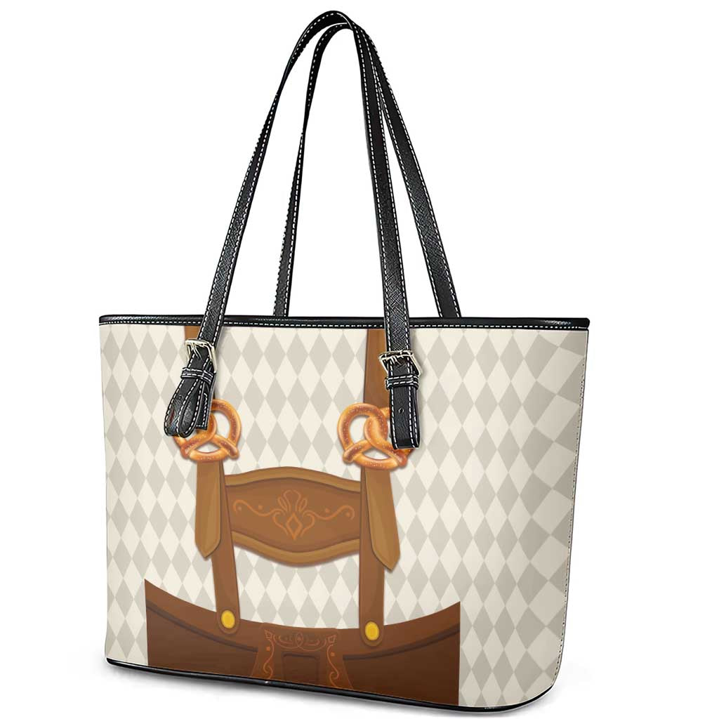 Traditional German Costume - Lederhosen and Soft Pretzel Leather Tote Bag Old Vintage Bavarian Pattern