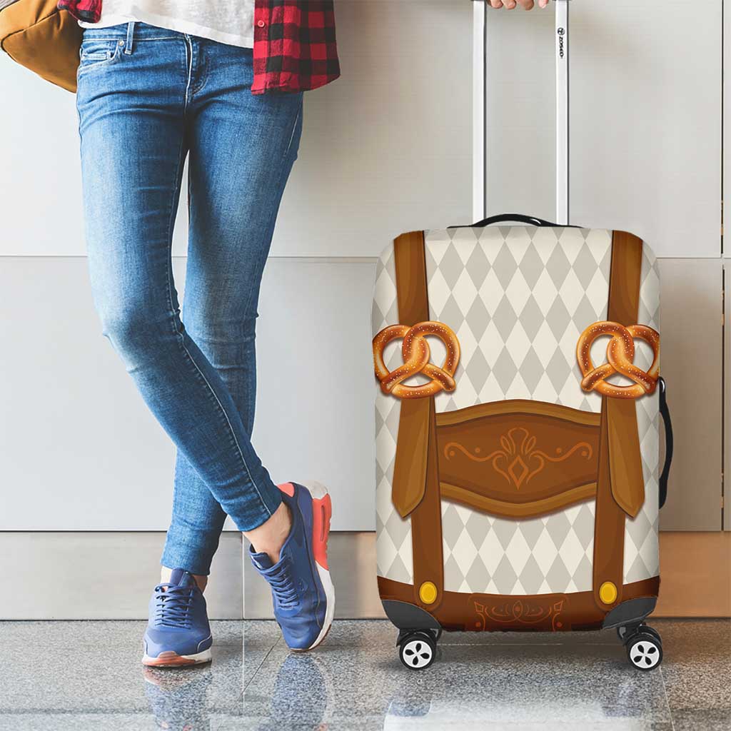 Traditional German Costume - Lederhosen and Soft Pretzel Luggage Cover Old Vintage Bavarian Pattern