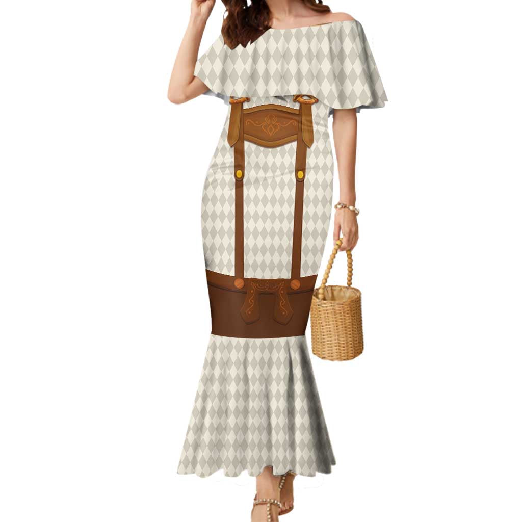 Traditional German Costume - Lederhosen and Soft Pretzel Mermaid Dress Old Vintage Bavarian Pattern