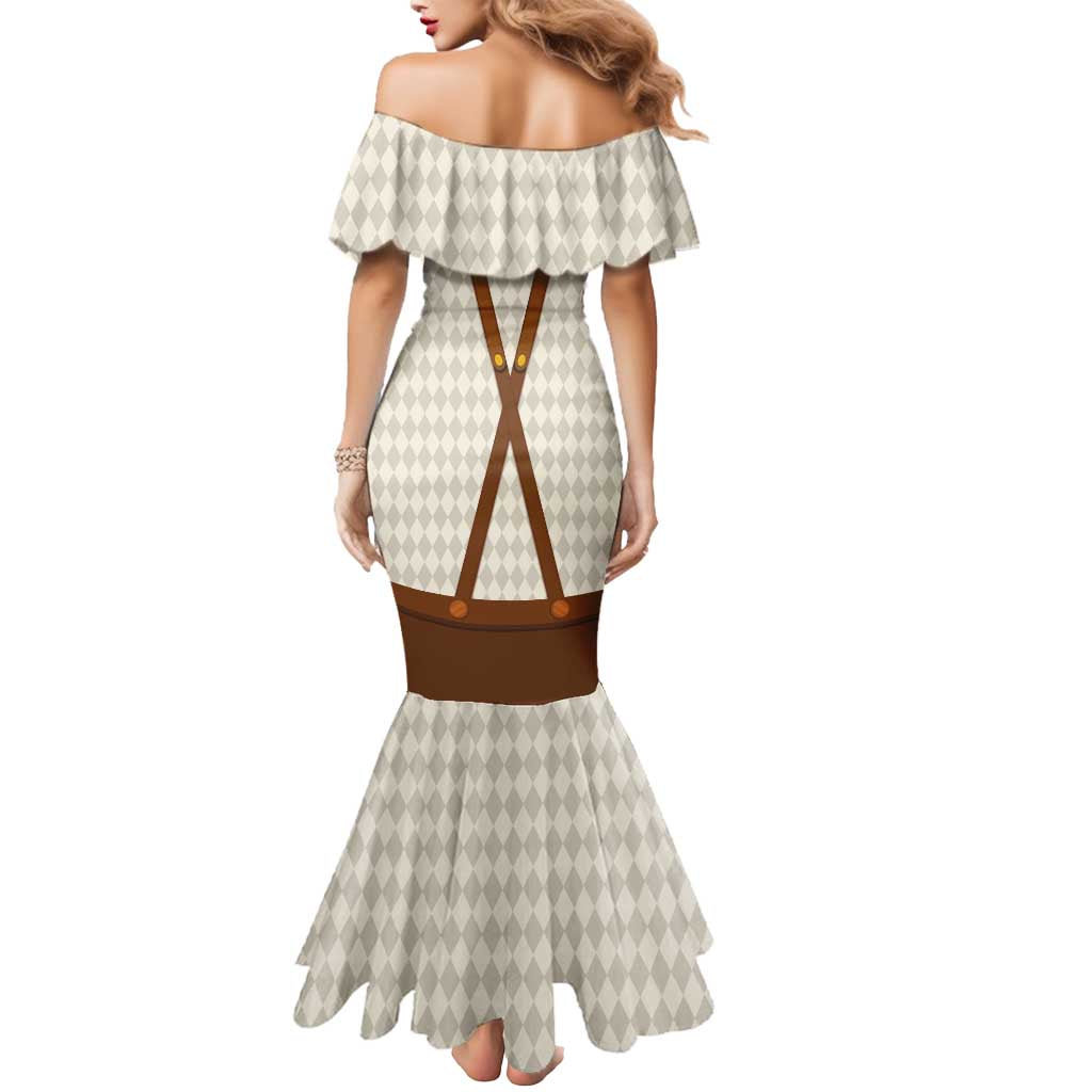 Traditional German Costume - Lederhosen and Soft Pretzel Mermaid Dress Old Vintage Bavarian Pattern