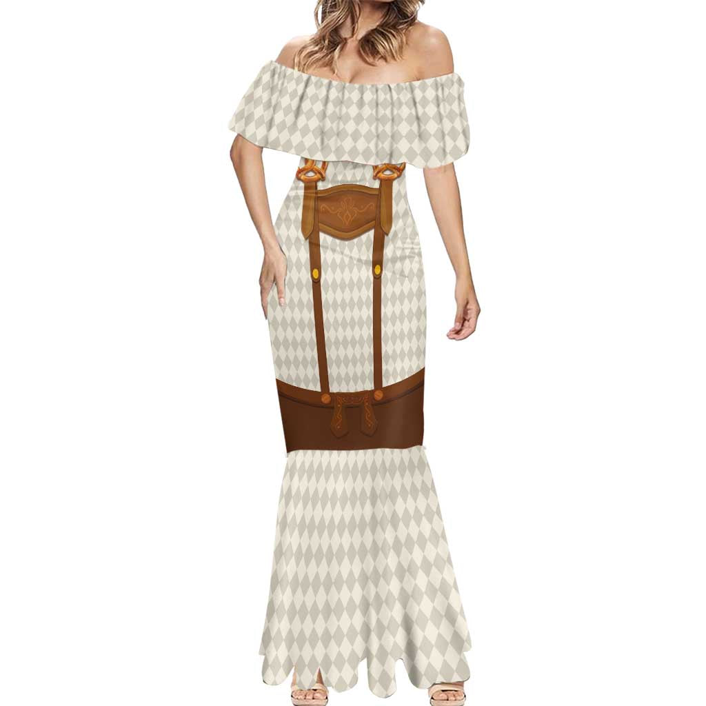 Traditional German Costume - Lederhosen and Soft Pretzel Mermaid Dress Old Vintage Bavarian Pattern