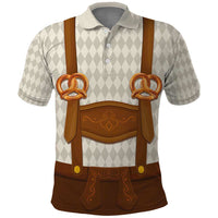 Traditional German Costume - Lederhosen and Soft Pretzel Polo Shirt Old Vintage Bavarian Pattern