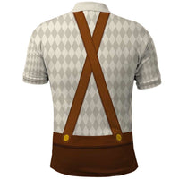 Traditional German Costume - Lederhosen and Soft Pretzel Polo Shirt Old Vintage Bavarian Pattern