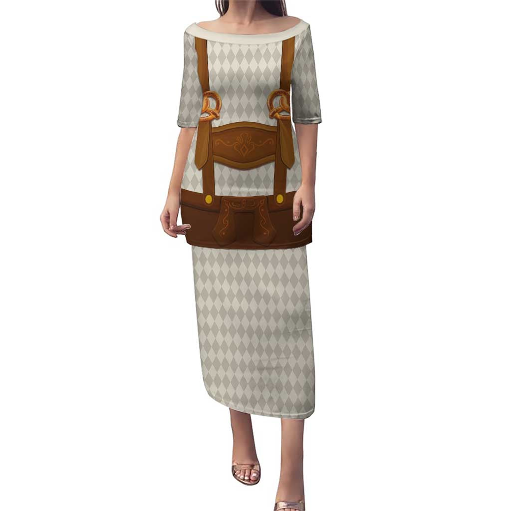 Traditional German Costume - Lederhosen and Soft Pretzel Puletasi Old Vintage Bavarian Pattern