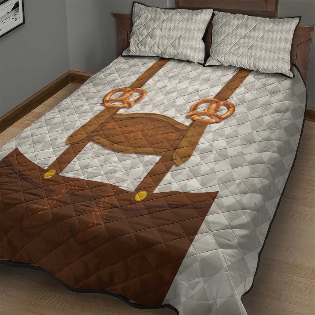 Traditional German Costume - Lederhosen and Soft Pretzel Quilt Bed Set Old Vintage Bavarian Pattern