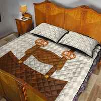 Traditional German Costume - Lederhosen and Soft Pretzel Quilt Bed Set Old Vintage Bavarian Pattern