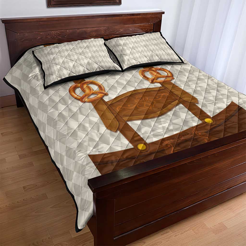 Traditional German Costume - Lederhosen and Soft Pretzel Quilt Bed Set Old Vintage Bavarian Pattern