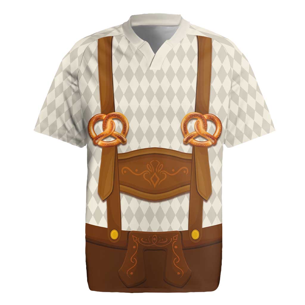 Traditional German Costume - Lederhosen and Soft Pretzel Rugby Jersey Old Vintage Bavarian Pattern