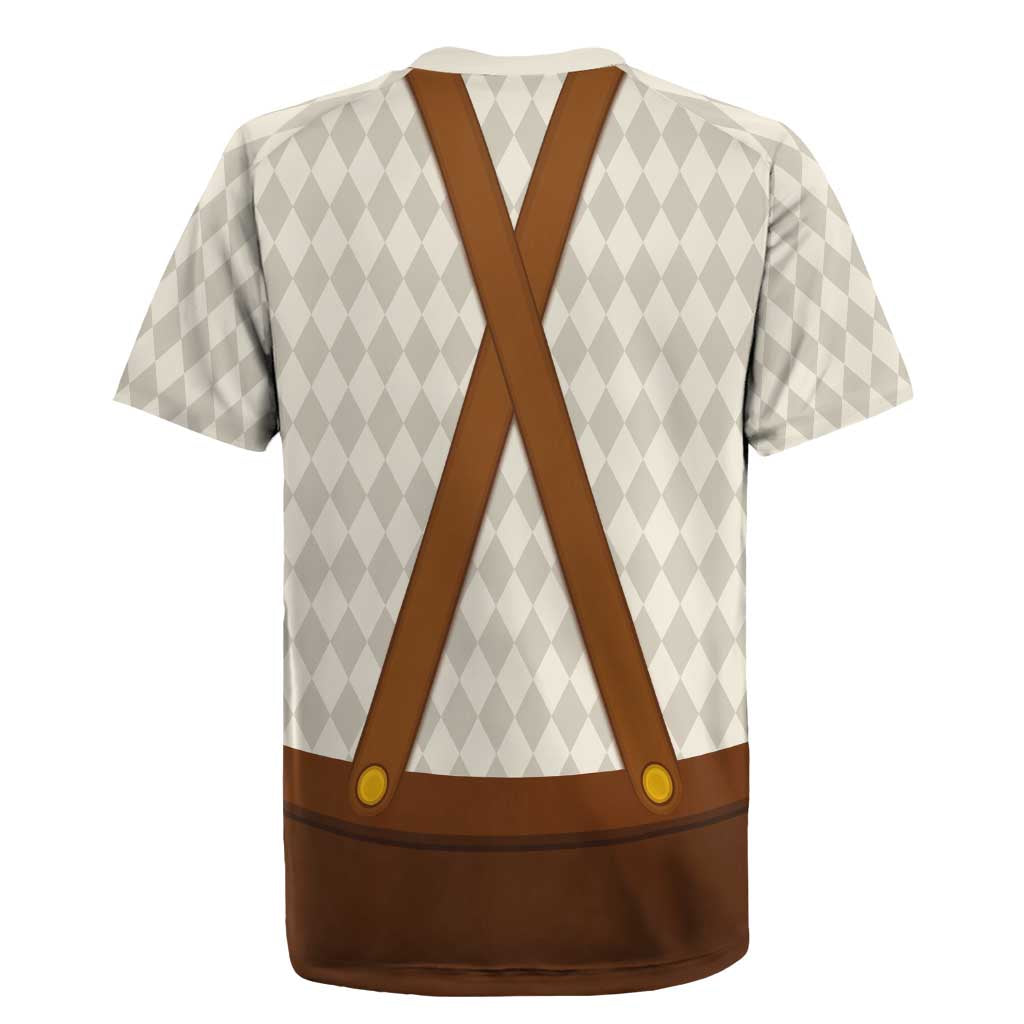 Traditional German Costume - Lederhosen and Soft Pretzel Rugby Jersey Old Vintage Bavarian Pattern