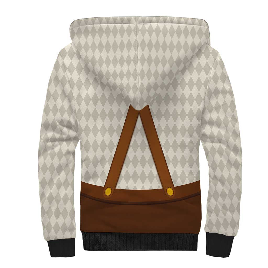 Traditional German Costume - Lederhosen and Soft Pretzel Sherpa Hoodie Old Vintage Bavarian Pattern