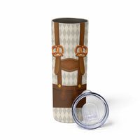 Traditional German Costume - Lederhosen and Soft Pretzel Skinny Tumbler Old Vintage Bavarian Pattern