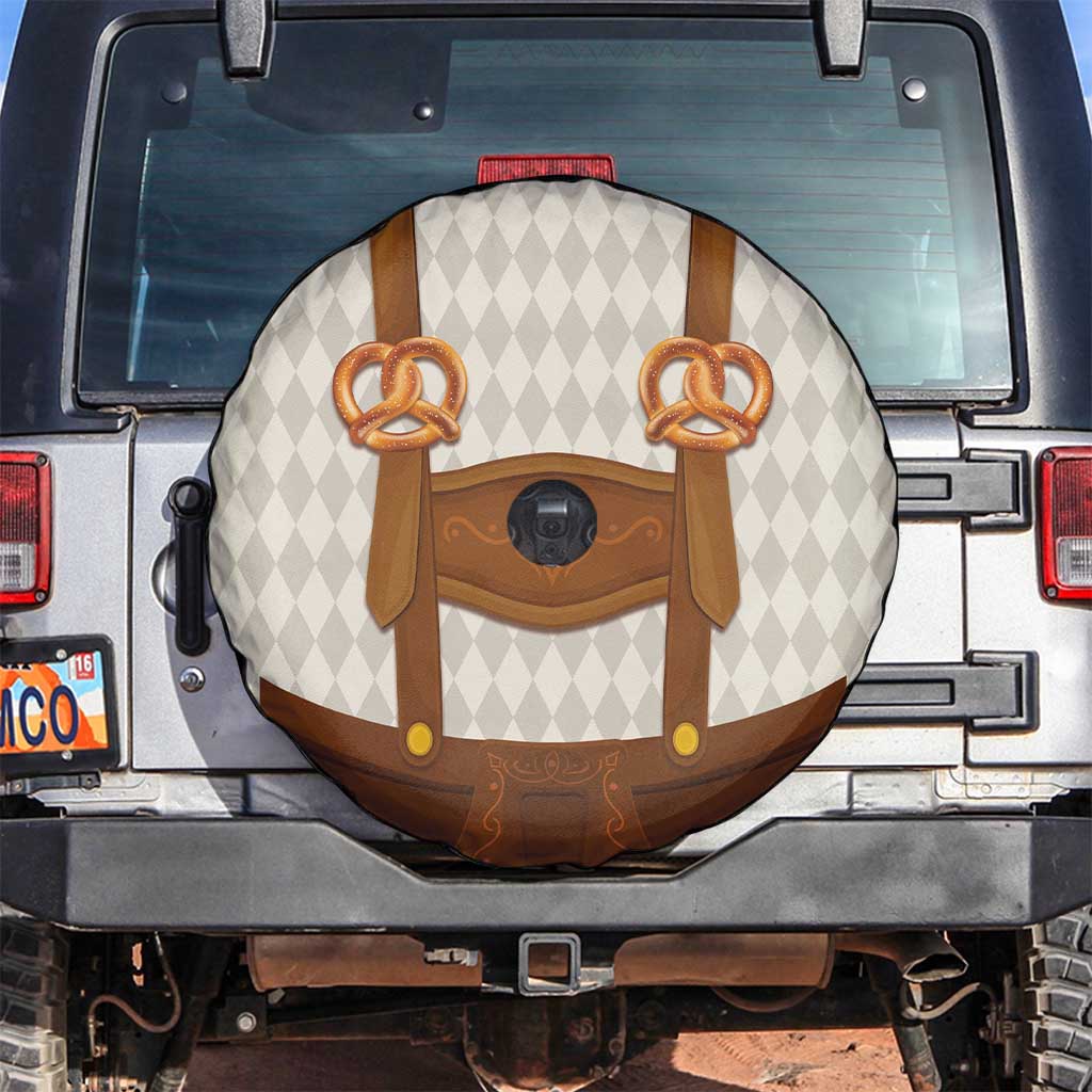 Traditional German Costume - Lederhosen and Soft Pretzel Spare Tire Cover Old Vintage Bavarian Pattern