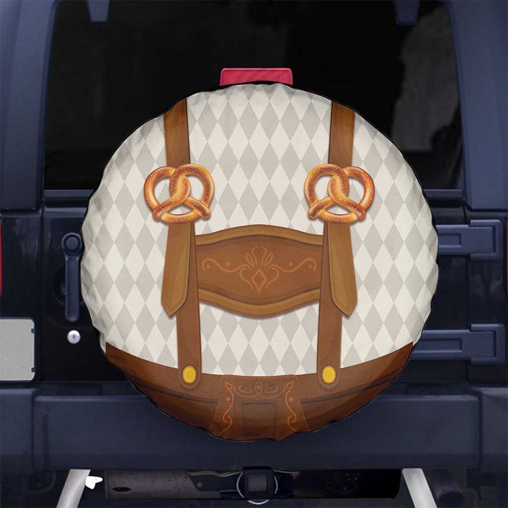 Traditional German Costume - Lederhosen and Soft Pretzel Spare Tire Cover Old Vintage Bavarian Pattern