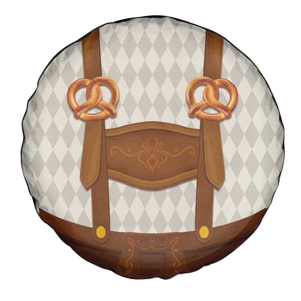 Traditional German Costume - Lederhosen and Soft Pretzel Spare Tire Cover Old Vintage Bavarian Pattern
