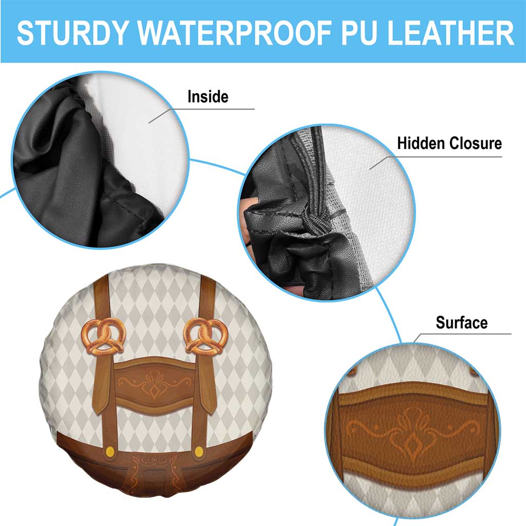 Traditional German Costume - Lederhosen and Soft Pretzel Spare Tire Cover Old Vintage Bavarian Pattern