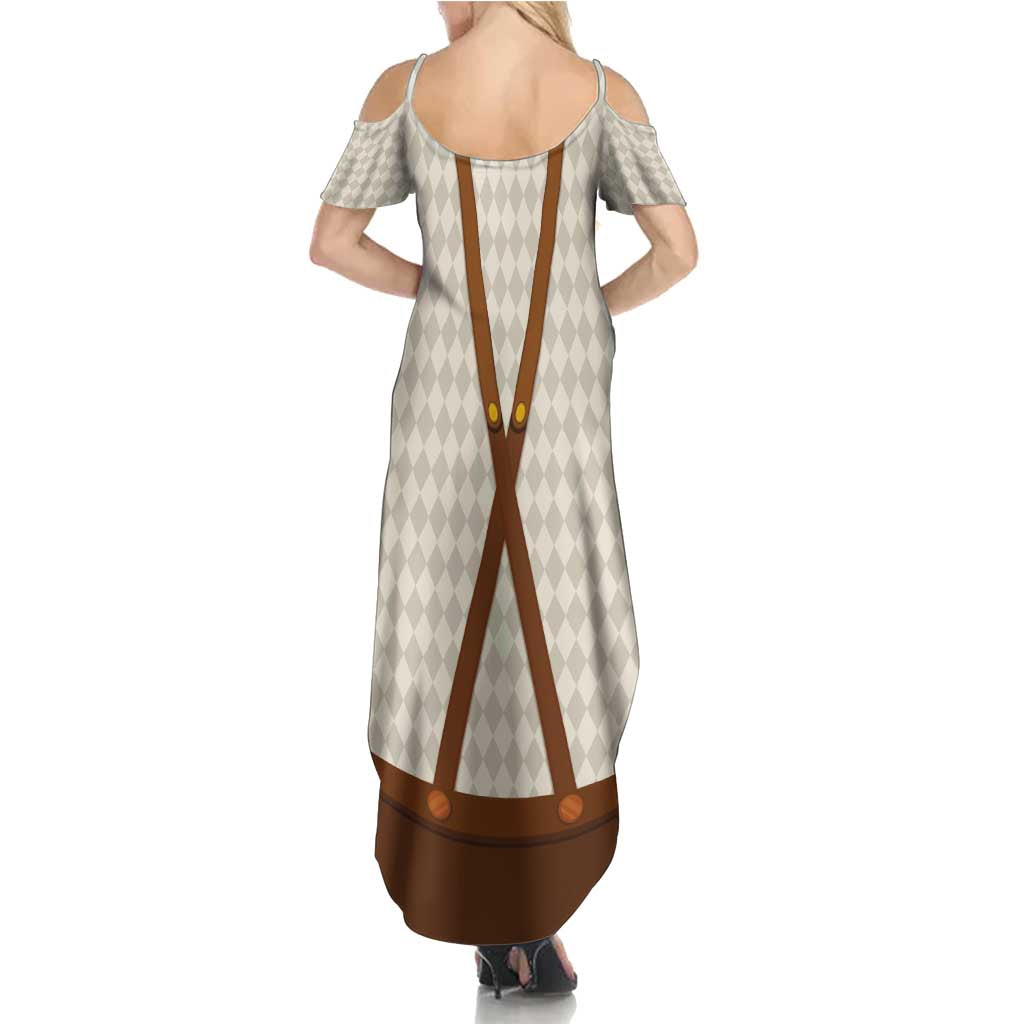Traditional German Costume - Lederhosen and Soft Pretzel Summer Maxi Dress Old Vintage Bavarian Pattern
