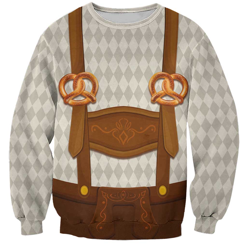Traditional German Costume - Lederhosen and Soft Pretzel Sweatshirt Old Vintage Bavarian Pattern