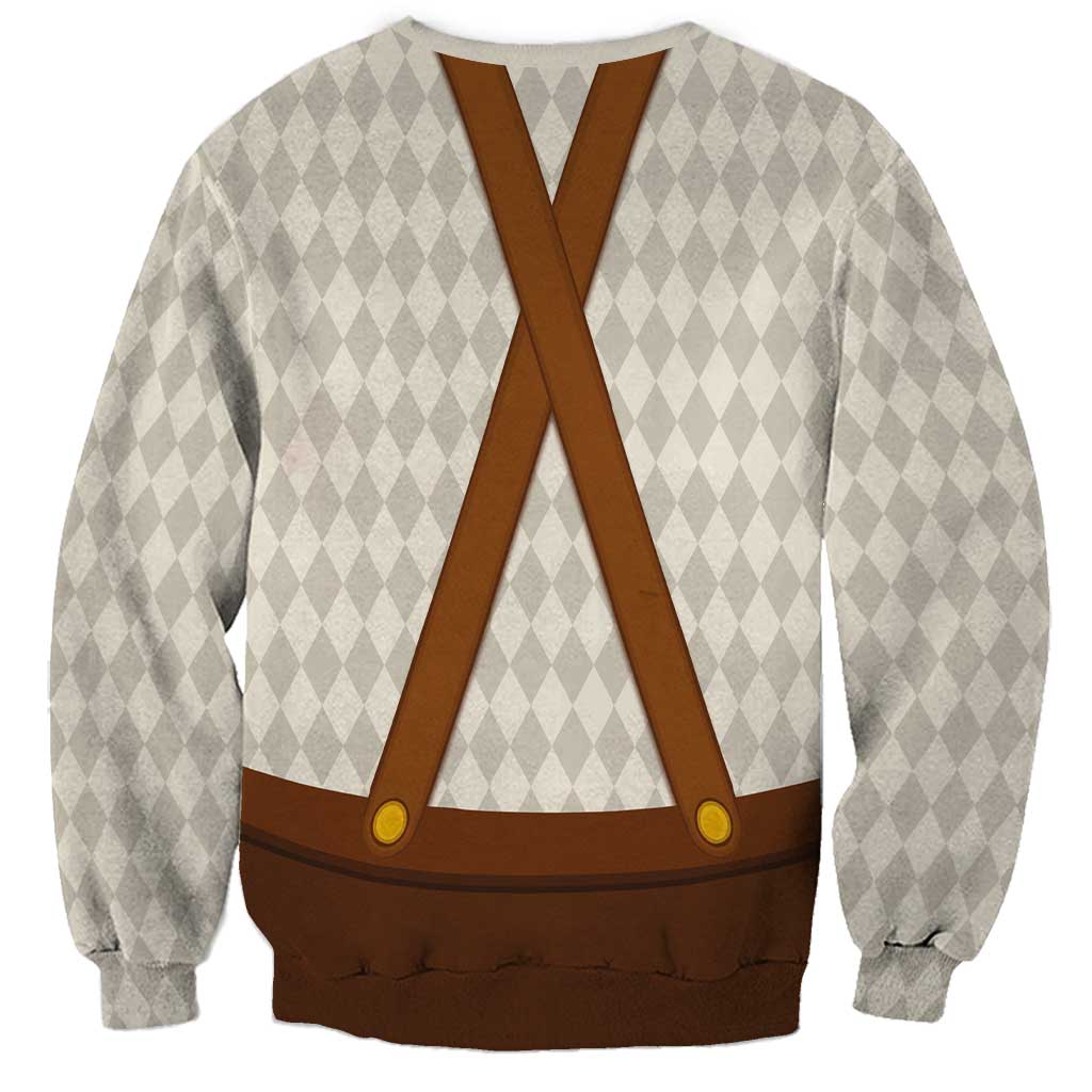 Traditional German Costume - Lederhosen and Soft Pretzel Sweatshirt Old Vintage Bavarian Pattern