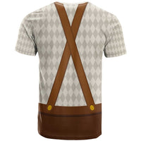 Traditional German Costume - Lederhosen and Soft Pretzel T Shirt Old Vintage Bavarian Pattern