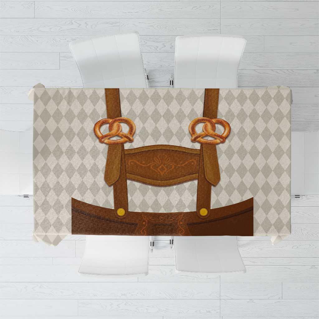 Traditional German Costume - Lederhosen and Soft Pretzel Tablecloth Old Vintage Bavarian Pattern
