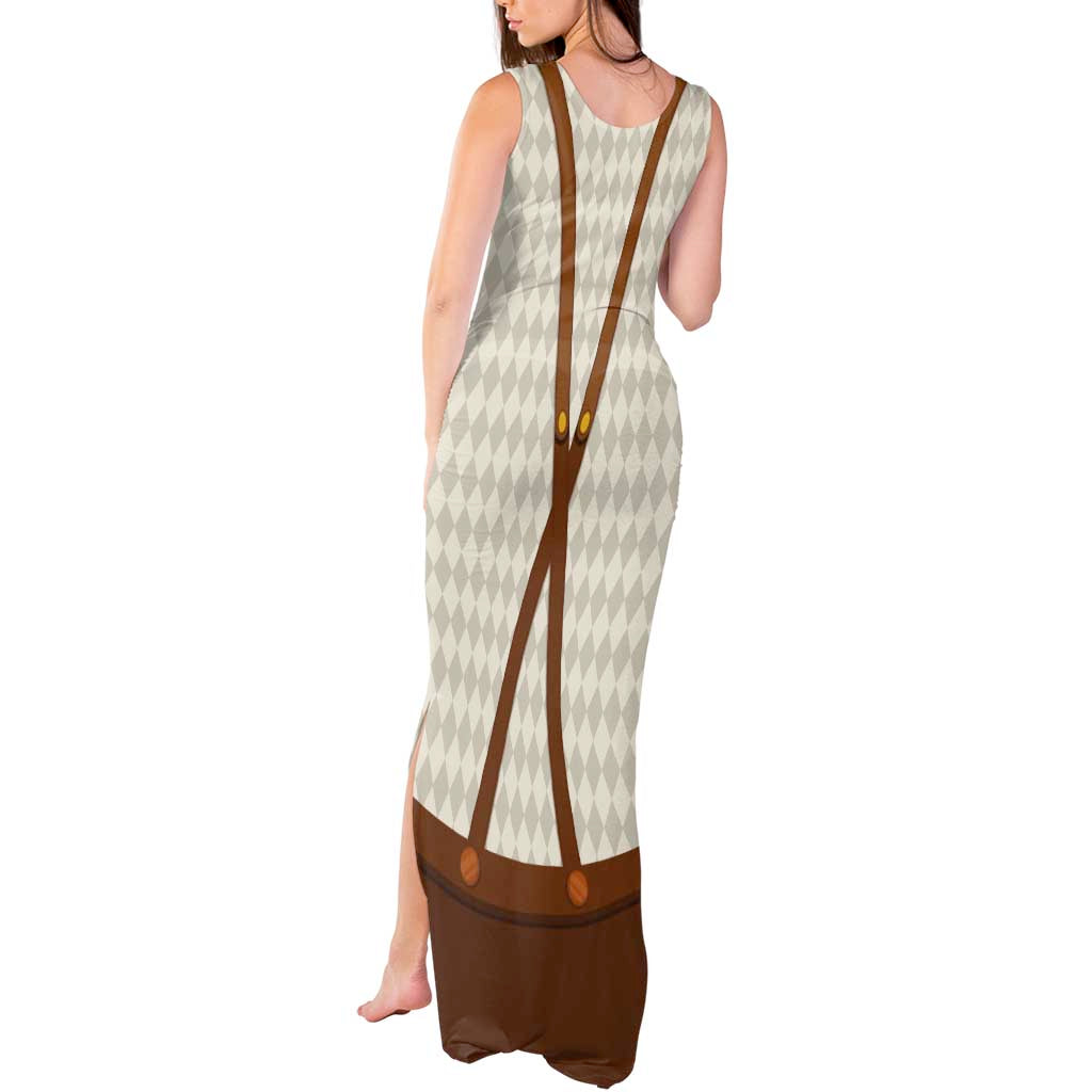 Traditional German Costume - Lederhosen and Soft Pretzel Tank Maxi Dress Old Vintage Bavarian Pattern