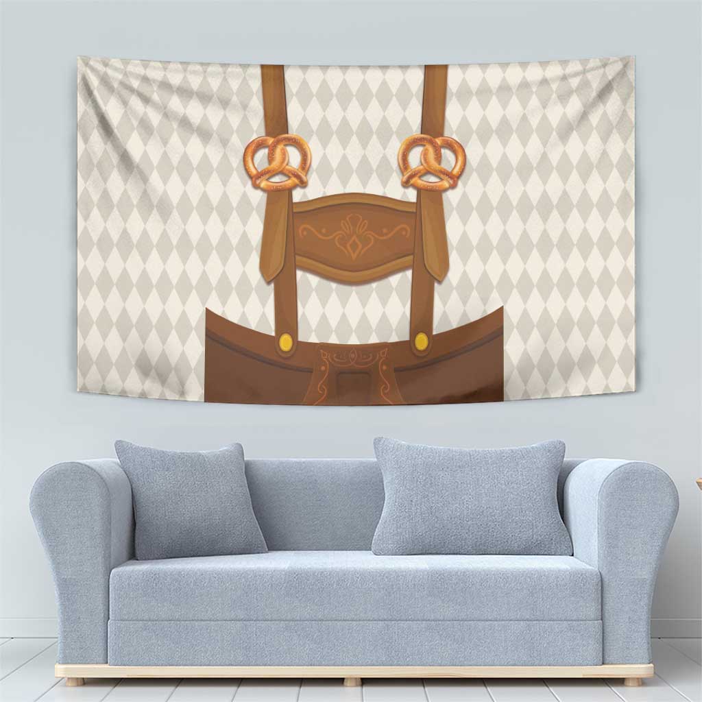 Traditional German Costume - Lederhosen and Soft Pretzel Tapestry Old Vintage Bavarian Pattern