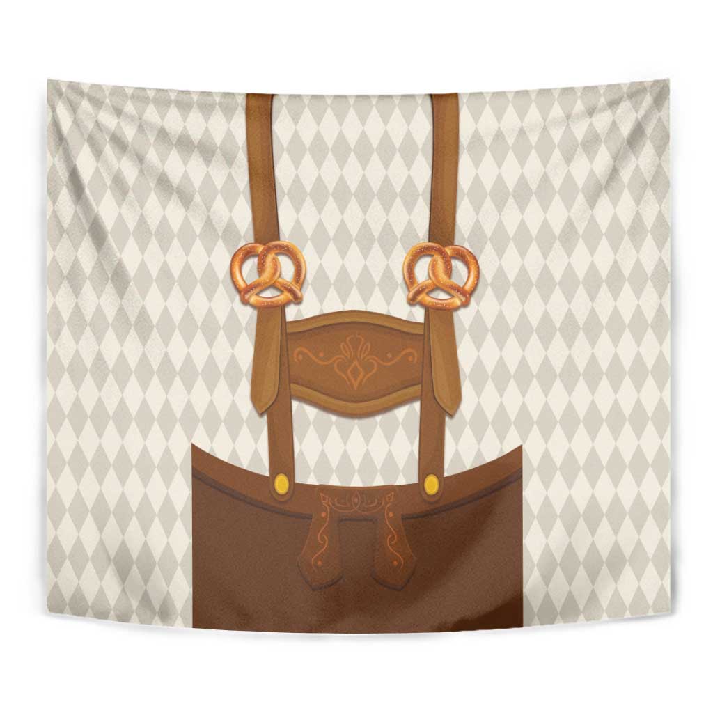 Traditional German Costume - Lederhosen and Soft Pretzel Tapestry Old Vintage Bavarian Pattern