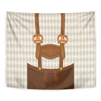 Traditional German Costume - Lederhosen and Soft Pretzel Tapestry Old Vintage Bavarian Pattern