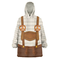 Traditional German Costume - Lederhosen and Soft Pretzel Wearable Blanket Hoodie Old Vintage Bavarian Pattern