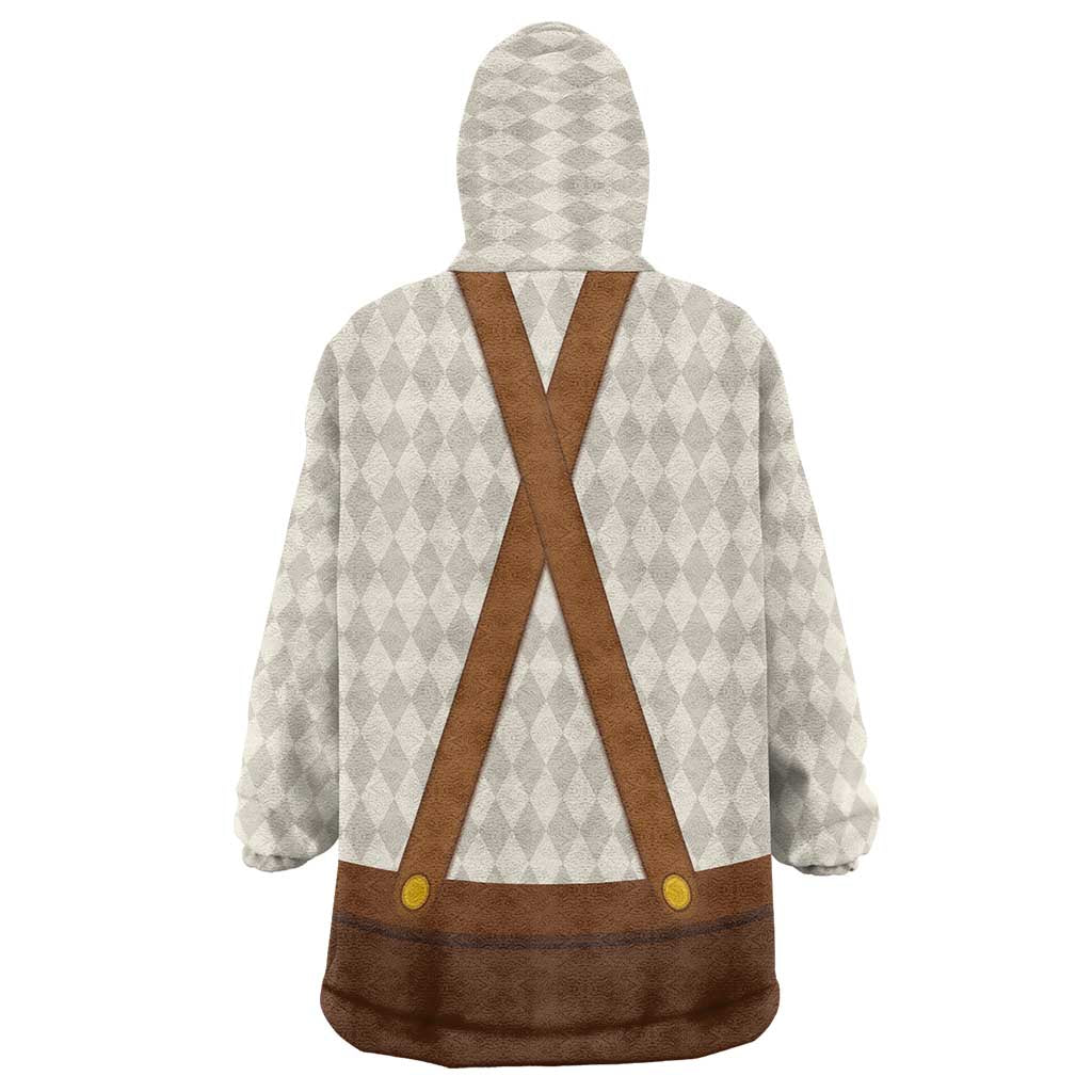 Traditional German Costume - Lederhosen and Soft Pretzel Wearable Blanket Hoodie Old Vintage Bavarian Pattern