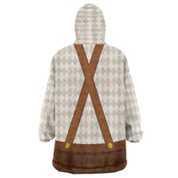 Traditional German Costume - Lederhosen and Soft Pretzel Wearable Blanket Hoodie Old Vintage Bavarian Pattern